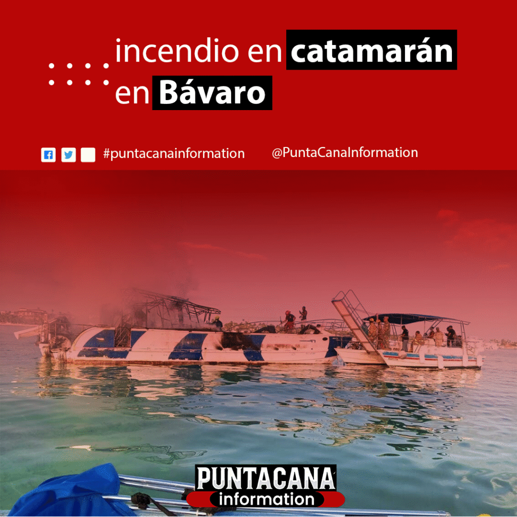 Armada Dominicana y Bomberos sofocan incendio en catamarán en Bávaro