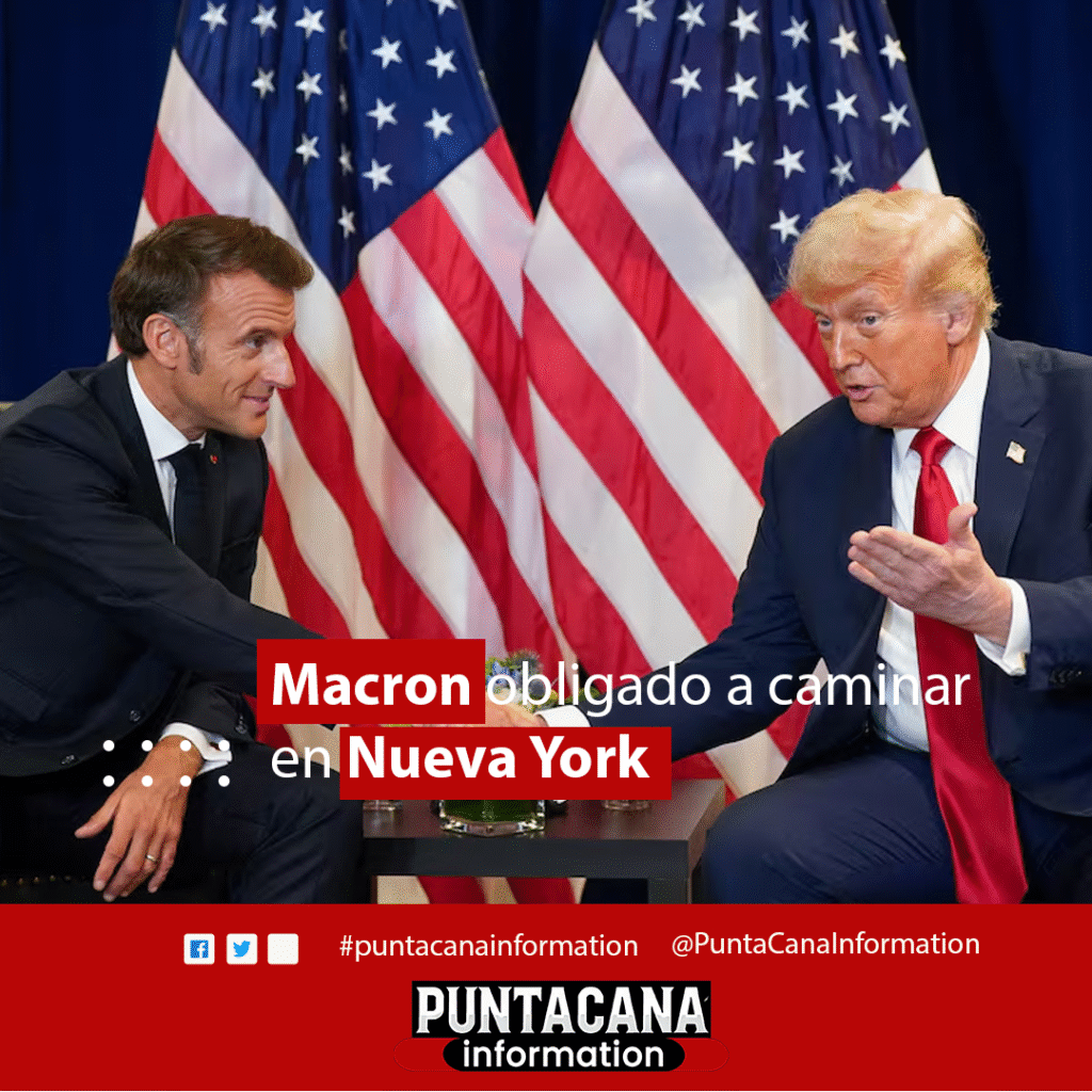 Macron obligado a caminar en Nueva York por caravana de Trump