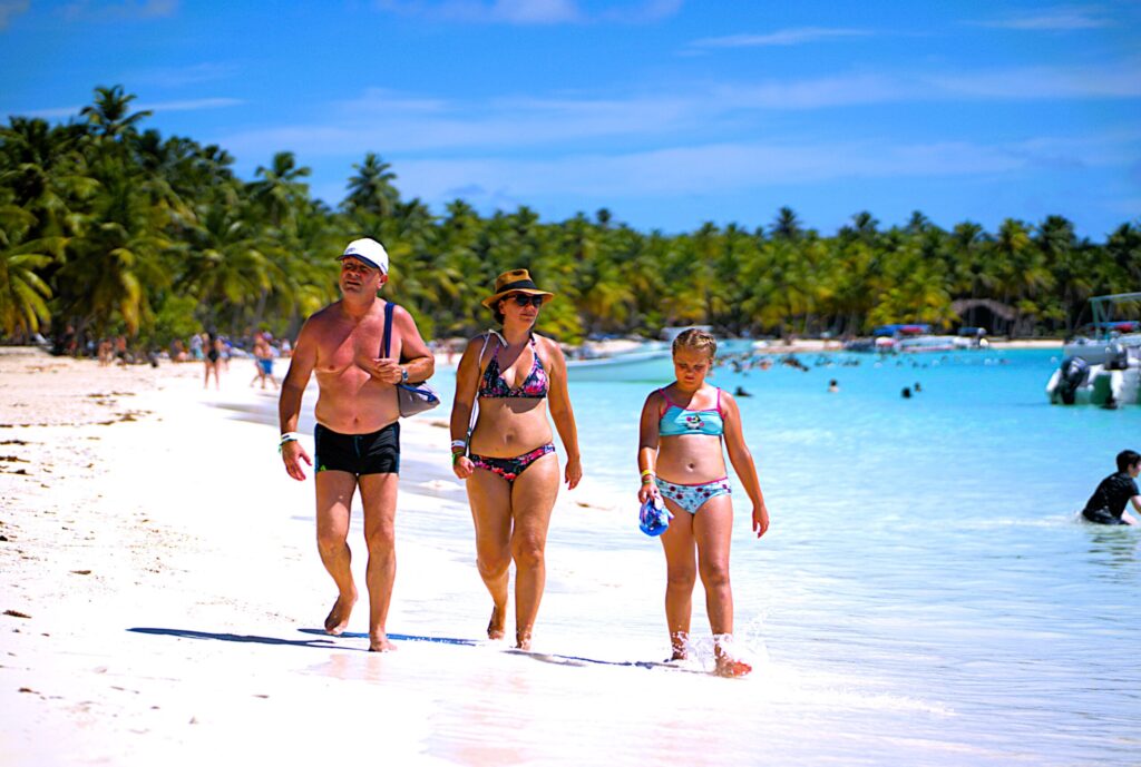 walking on the Saona ISland as a tourist