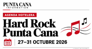 Hard Rock Punta Cana: agenda de espectáculos del 27 al 31 de octubre Ilustración editorial: agenda de Hard Rock Punta Cana del 27 al 31 de octubre de 2026; no es una fotografía de los eventos.